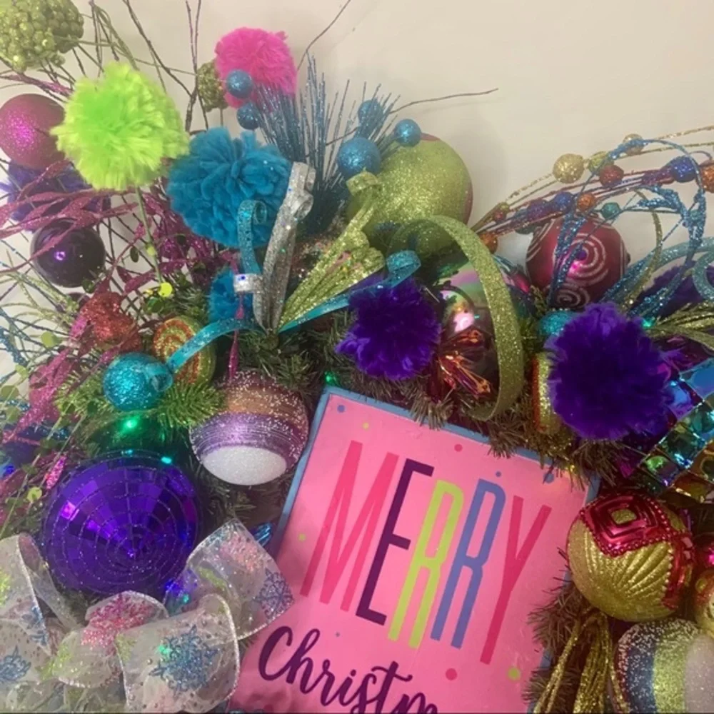 New Colorful Whimsical Unique Christmas Wreath